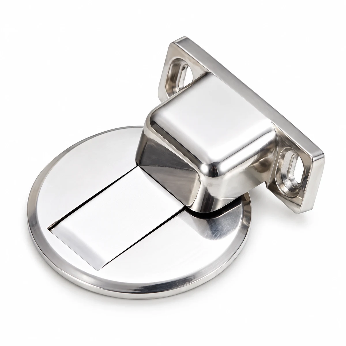 Batente Porteli prata com base circular e suporte de porta